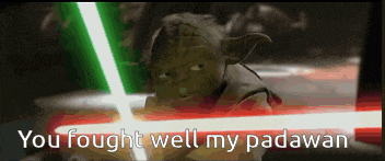 a picture of yoda with the words you fought well my padawan below him