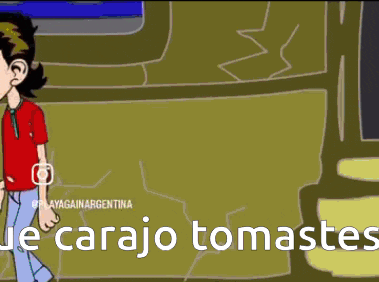 a cartoon of a boy in a red shirt with the words " de carajo tomastes " on the bottom
