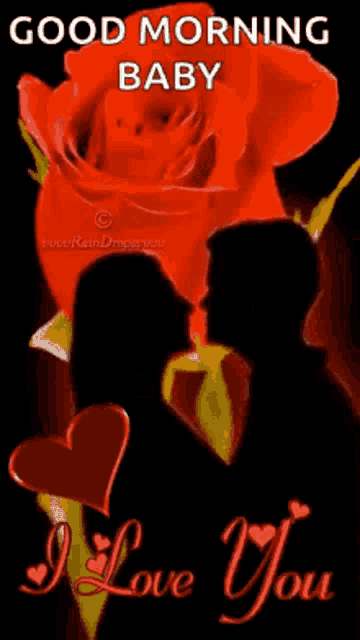 a good morning baby i love you greeting card with a man and woman kissing