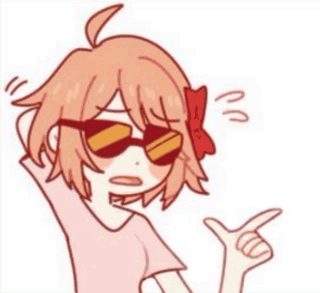 a cartoon of a girl wearing sunglasses and giving a thumbs up sign .