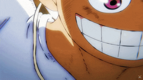 a close up of a cartoon character 's face with a big smile
