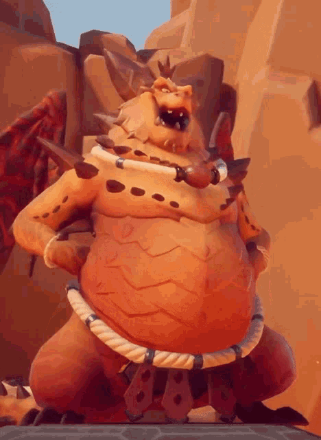 a cartoon dragon with a rope around his waist and a pipe in his mouth