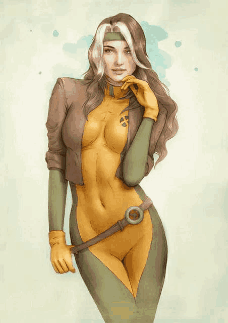 a drawing of rogue from the x-men comic book series