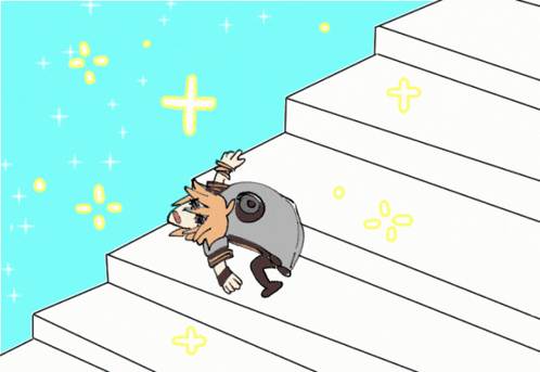 a drawing of a person falling down stairs