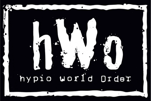 a logo for hypo world order that is black and white