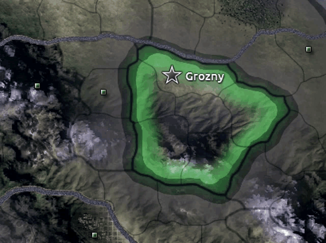a map shows the location of grozny in the middle of a green area