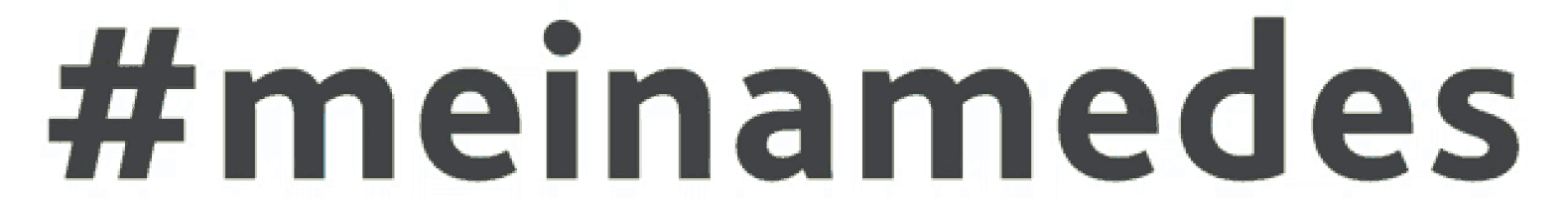 a blue logo that says #meinamedes on it