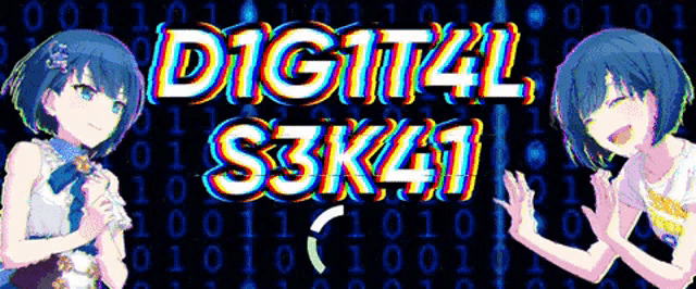 a digital s3k41 poster with two anime girls on it