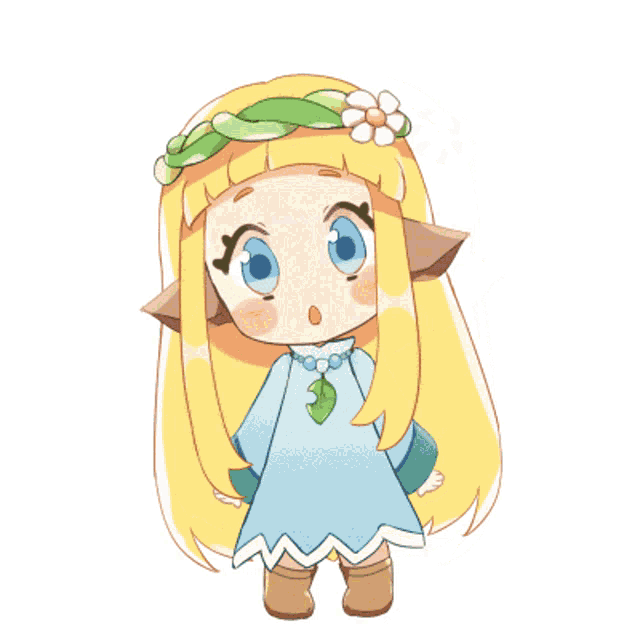 a drawing of a little girl with long blonde hair and a flower in her hair