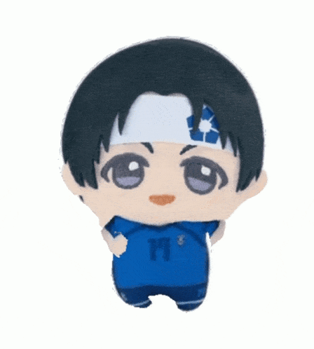 a stuffed toy of a boy wearing a blue shirt with the number 19 on it