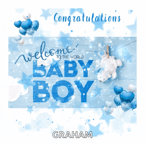 a congratulations card for a baby boy with the name graham on it