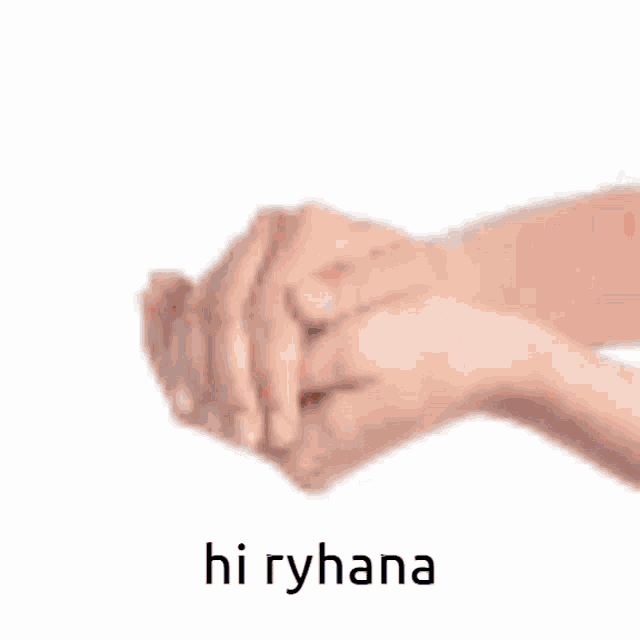 a person is holding a cartoon character in their hands with the words hi ryhana below it