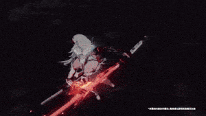 a person is holding a sword in their hand and a sword is coming out of their mouth .