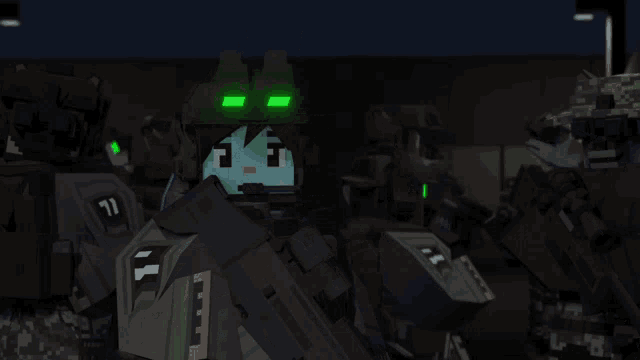 a pixel art of a soldier wearing a helmet with the number 7 on it
