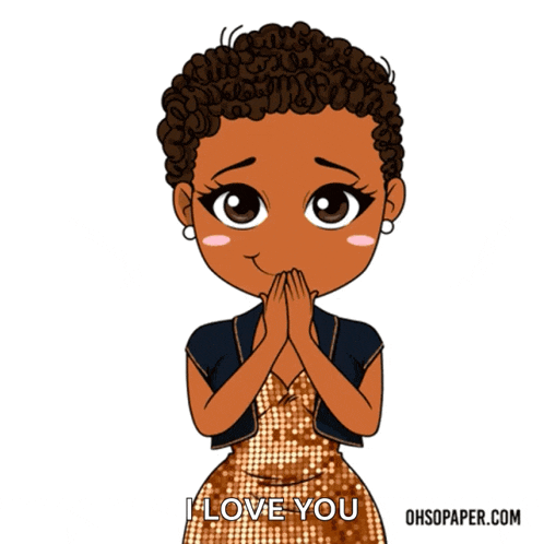 a girl in a sequined dress is holding her hands to her face and says " i love you "