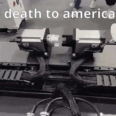 a machine with the words death to america written above it