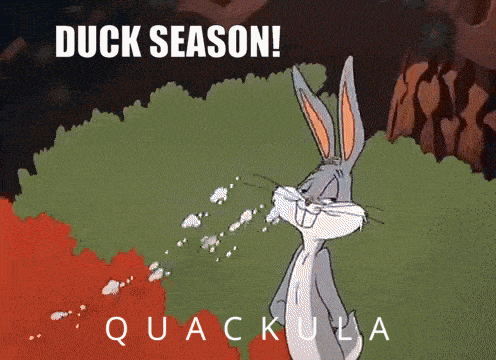 a cartoon of bugs bunny with the words duck season