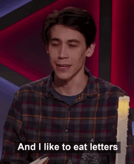 Squing I Like To Eat Letters GIF - Squing I Like To Eat Letters Zac Oyama GIFs