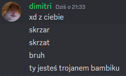 a screenshot of a chat with dimitri and a hamster on it