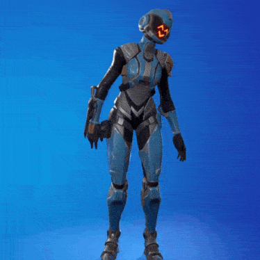 a video game character with a pumpkin on her face