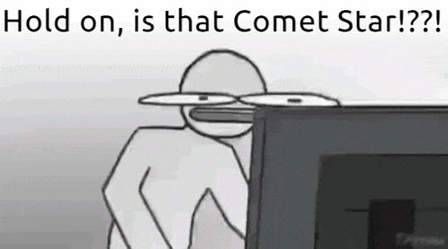 a cartoon of a man looking at a computer screen with the words hold on is that comet star written above him .