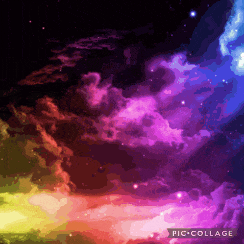 a picture of a rainbow colored sky with the words pic collage at the bottom