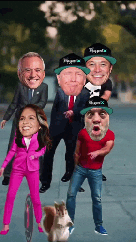 a group of people including donald trump and elon musk are standing next to each other