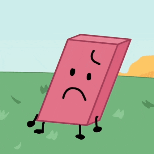 a cartoon character with a sad face on it