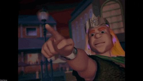 a cartoon character with a crown on his head is holding a blue ball
