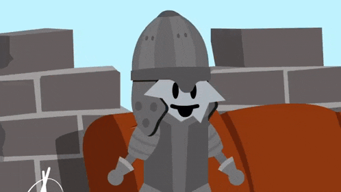 a cartoon of a knight with a helmet on