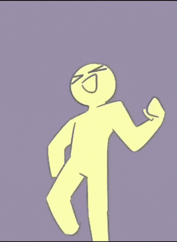 a cartoon drawing of a person flexing their muscles with a purple background