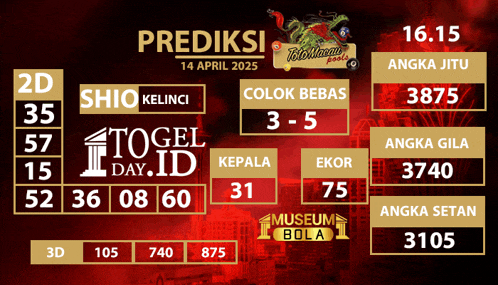 a lottery advertisement for shio kelinci on april 14th