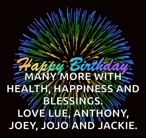 a colorful fireworks display with the words " happy birthday many more with health happiness and blessings "
