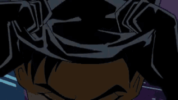 a close up of a cartoon character with an angry face