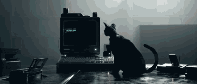 Black Cat GIF - Black Cat Computer GIFs