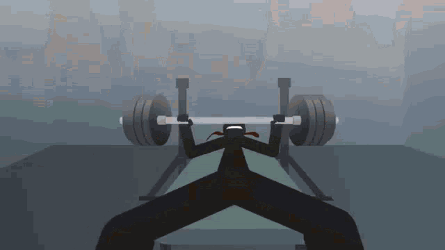 a man is lifting a barbell on a bench in a gym