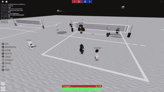 a volleyball game is being played on a computer with a score of 4 to 15