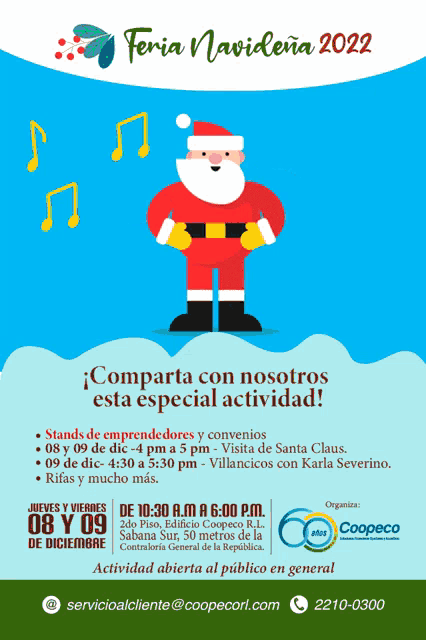 an advertisement for feria navidena 2022 shows santa claus