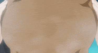 a cartoon girl is holding a large brown object in her hands