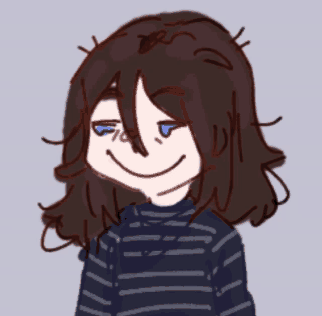 a cartoon drawing of a person with long hair