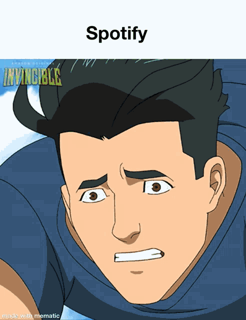 a cartoon of a man with the word spotify on the top