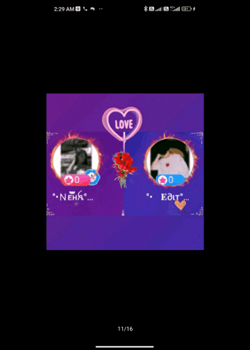 a purple background with a pink heart that says love