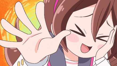 a cartoon girl is making a funny face with her hand