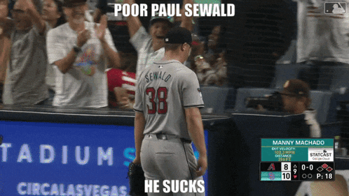 a baseball player with the number 38 on his back stands in front of a crowd