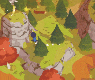a pixel art drawing of a person standing on a cliff