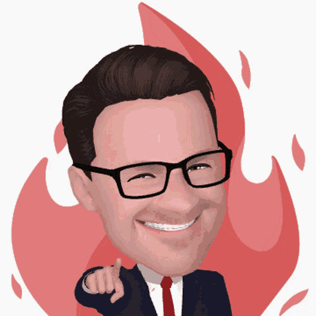 a cartoon of a man wearing glasses and a red tie