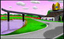 a cartoon scene with a bridge and a crown
