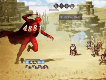 a video game shows a character with a trueblow max ability