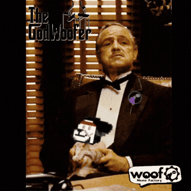 a poster of a man in a tuxedo with the words the godwoofer