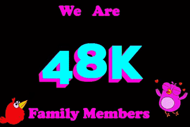 a sign that says we are 48k family members with a green frog
